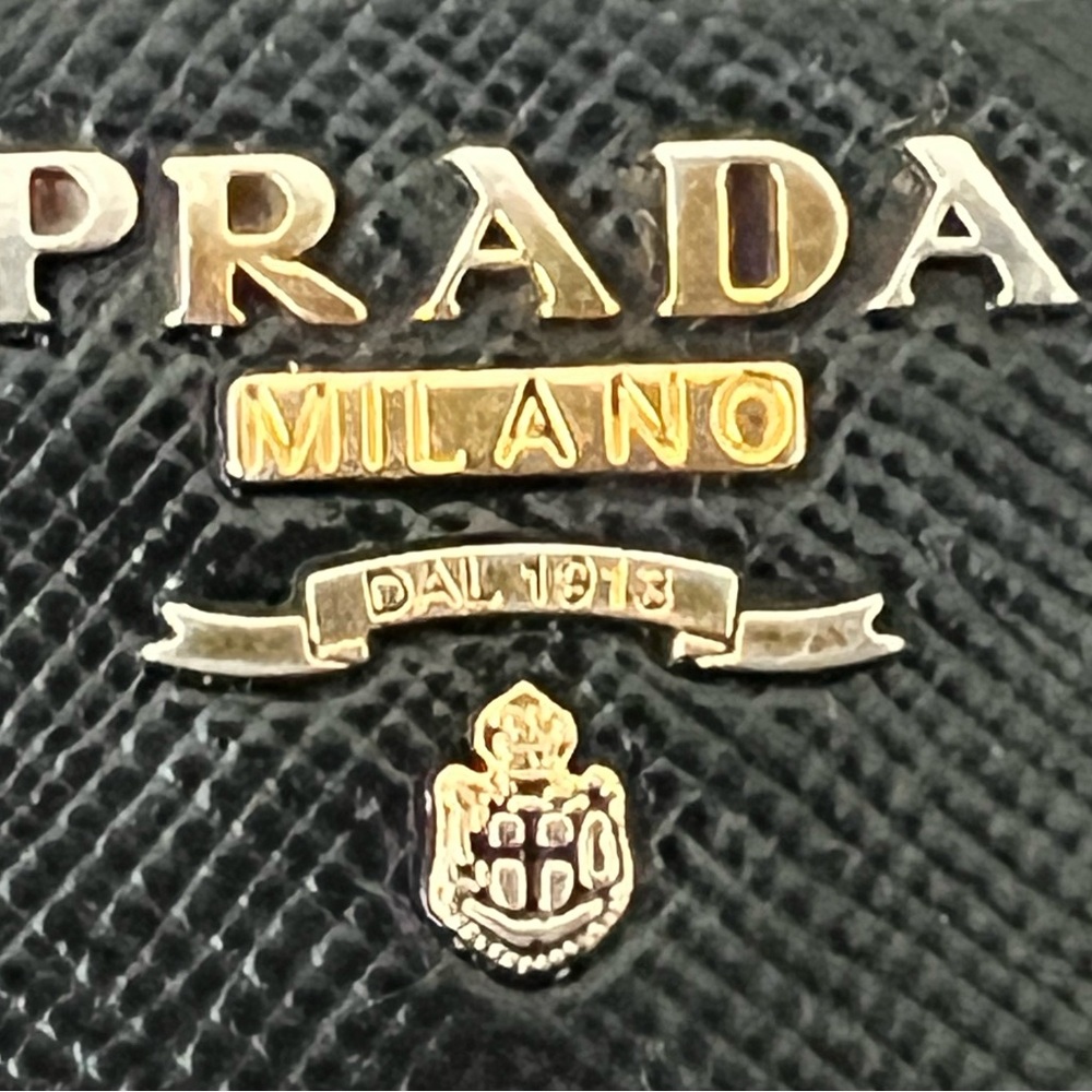 PRADA Black Diagramme Saffiano Fiocco Leather Wallet and Card Holder with box - Picture 10 of 12